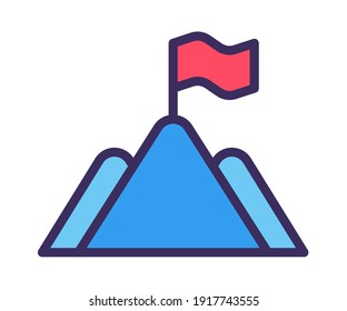 mission milestone flag single isolated icon with filled line style