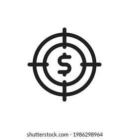 Mission money target icon, simple style. Investment target icon line symbol. Isolated vector illustration of icon sign concept for your web site mobile app logo UI design.