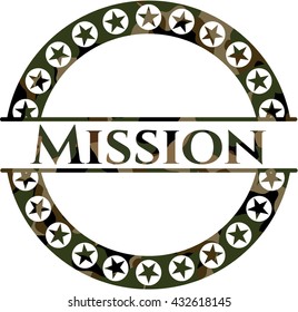 Mission on camouflage texture
