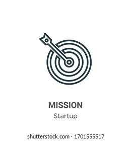 Mission outline vector icon. Thin line black mission icon, flat vector simple element illustration from editable startup concept isolated stroke on white background