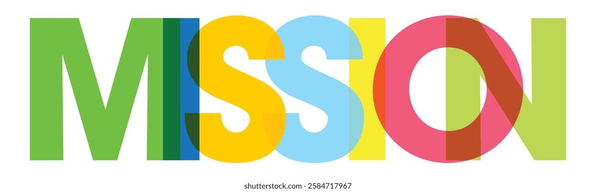 MISSION overlapping vector letters icon banner