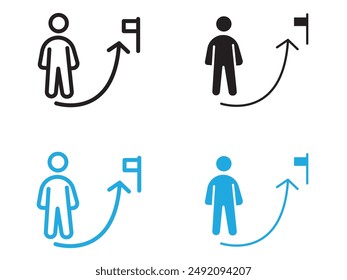 Mission Path icon black and white vector outline sign