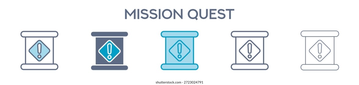 Mission Quest Element For Design Graphic - Multi Styles. Vector Illustration Of Two Colored And Black. Multiple Icons Designs Can Be Used For Mobile, Ui, Web