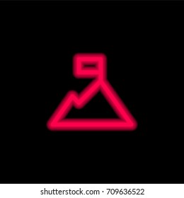 Mission red glowing neon ui ux icon. Glowing sign logo vector