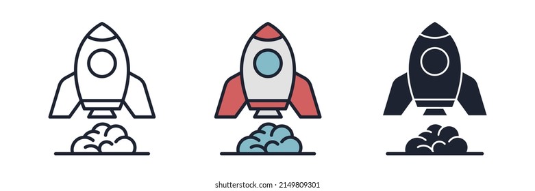 mission rocket icon symbol template for graphic and web design collection logo vector illustration