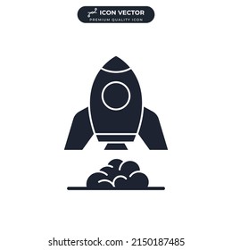 mission rocket icon symbol template for graphic and web design collection logo vector illustration