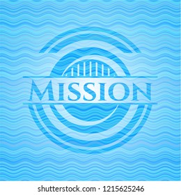 Mission sky blue water badge background.