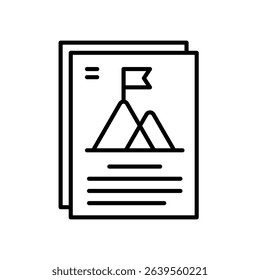 Mission Statement icon depicted by files and mountain peak