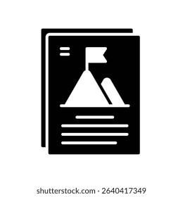 Mission Statement icon depicted by files and mountain peak