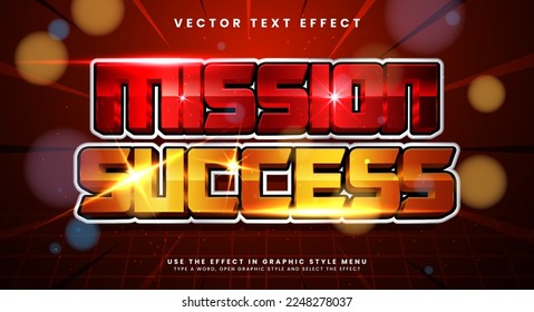 Mission success 3D text effect, editable text style and suitable for game assets.