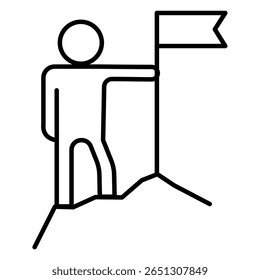 Ícone de sucesso de missão, ilustração isolada linear, vetor de linha fina, sinal de design da web, símbolo de conceito de esboço