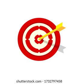 Mission, target icon or business goal logo in red design concept on an isolated white background. EPS 10 vector