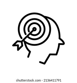 Mission target icon. head with target. line icon style. suitable for Web page templates. business website icon. simple design editable. Design template vector