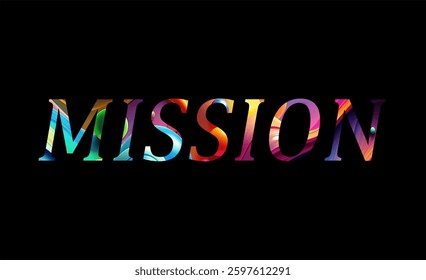 Mission Text Effect Design Black Background