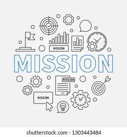 Mission vector round concept minimal business illustration in thin line style