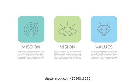 Mission. Vision. Mark. Web page templates. Modern flat design concept