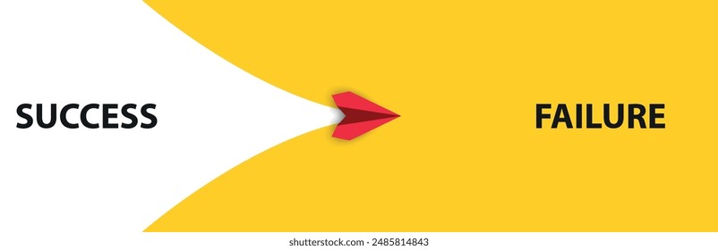 Mission vision, red paper plane flying from values ​​to success. Business concept for new ideas,innovative idea concept.	