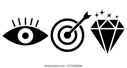 Mission Vision Value icon set isolated. Core values banner template flat vector icon. Infographic design template. Vector illustrator