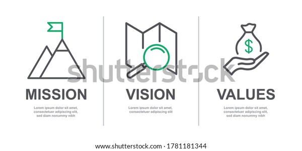 Mission Vision Values Company Text Web Stock Vector (Royalty Free ...