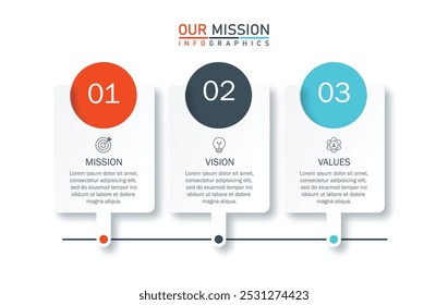 Mission, Vision, Werte, Grafikdesign template.with Optionen.