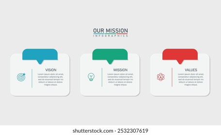 missão, visão, valores, modelo de design gráfico. com opções.