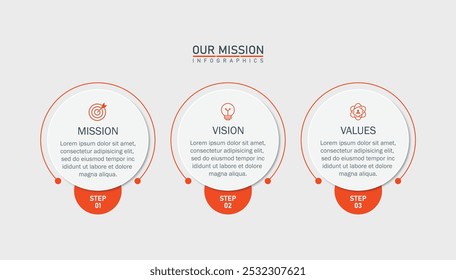 mission, vision, values, graphic design template. with options.