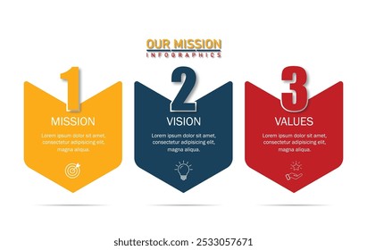 Mission, vision, values, graphic design template. eps 10 on white background
