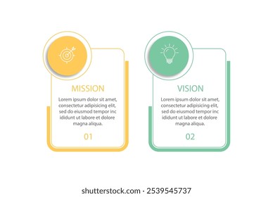 Missão, visão, valores, design gráfico template.eps 10 no fundo branco, Pode ser usado para o layout do fluxo de trabalho da apresentação, banner, processo, diagrama, fluxograma, infográfico, relatório anual.