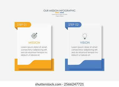 Mission, vision, values, graphic design template.eps 10 on white background, Can be used for presentation workflow layout, banner, process, diagram, flowchart, infographic, annual report.