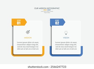 Mission, vision, values, graphic design template.eps 10 on white background, Can be used for presentation workflow layout, banner, process, diagram, flowchart, infographic, annual report.