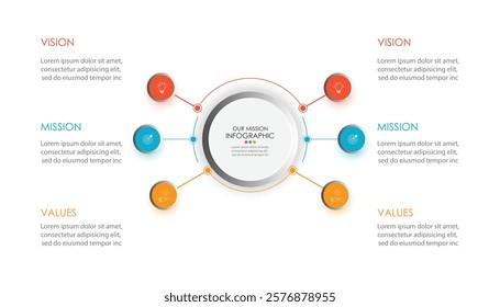 Mission vision values graphic design templateeps 10 on white background	