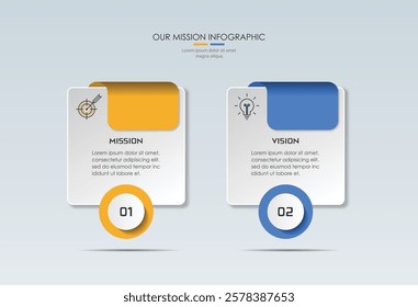 Mission, vision, values, graphic design template.eps 10 on white background, Can be used for presentation workflow layout, banner, process, diagram, flowchart, infographic, annual report.