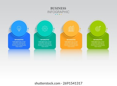 Mission, vision, values, graphic design template. 4 options. Can be used for presentation workflow layout, banner, process, diagram, flowchart, infographic, annual report.