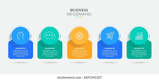 Misión, visión, valores, Plantilla de Diseño gráfico. 5 opciones. Se puede utilizar para el diseño del flujo de trabajo de la presentación, Anuncio, proceso, diagrama, diagrama de flujo, infografía, informe anual.
