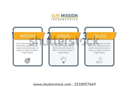 Mission, vision, values, graphic design template. eps 10 on white background