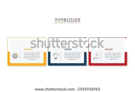 Mission, vision, values, graphic design template. eps 10 on white background