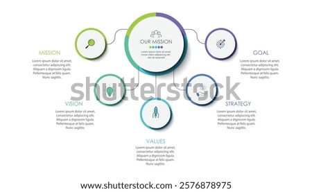 Mission vision values graphic design templateeps 10 on white background	