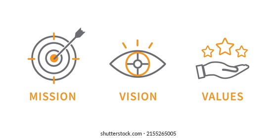 Mission, Vision and Values icon. Business success concept. Organization mission. flat design. Vector illustration