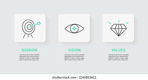 Mission, Vision and Values icon. Business success concept. Organization mission. flat design. Vector illustration