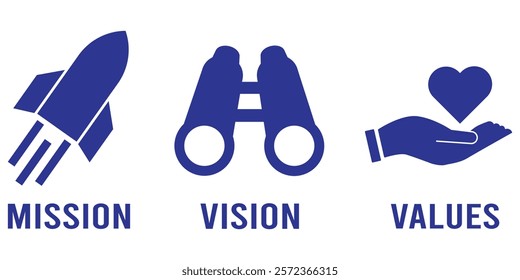 Mission, vision and values icon of business company. Success template. Mission, vision and values icon for your web page, logo design etc eps 10.