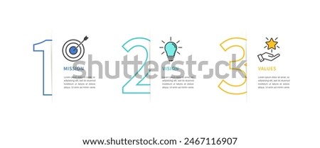 Mission, Vision and Values icon. Business success concept. Organization mission. flat line icon. Vector illustration