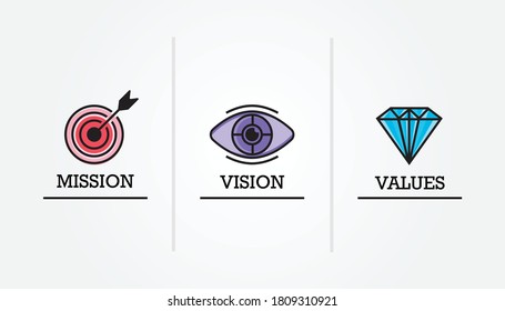 Mission vision values icon design vector for multiple use 