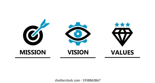 mission vision and values icon design vector 