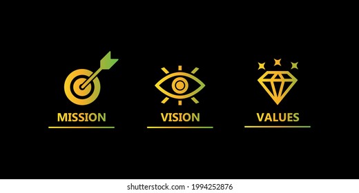 diseño de icono de valores de visión de misión 