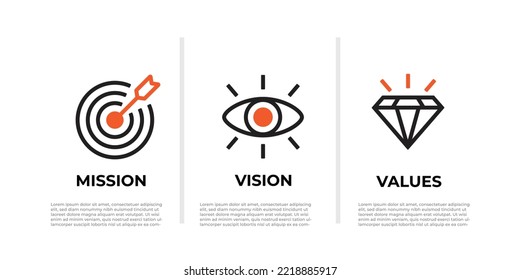 mission vision values icon design vector