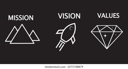 Mission vision values icon design vector for multiple use.