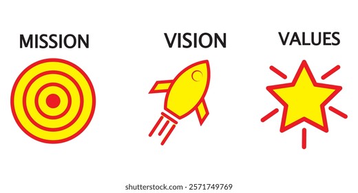 Mission vision values icon design. Organization mission vision values icon design vector. vector illustration isolated on white background.