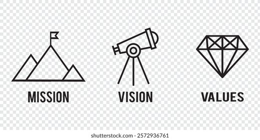Mission vision values icon design. Organization mission vision values icon design vector . 1176