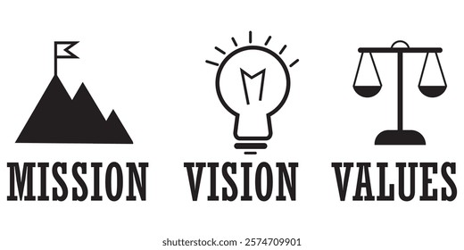 Mission vision values icon design vector for multiple use design eps 10 