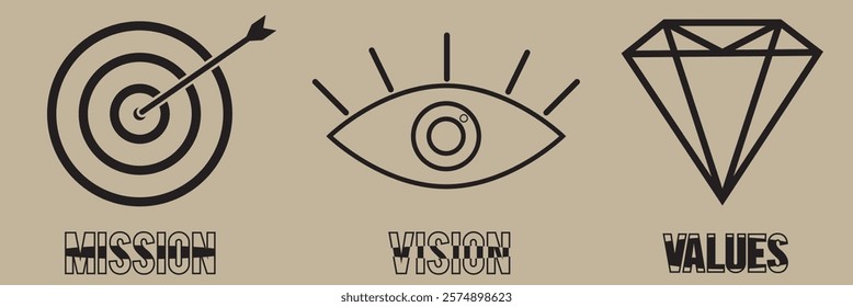 Mission vision values icon design. Organization mission vision values icon design vector. vector illustration isolated on transparent background. eps 10.